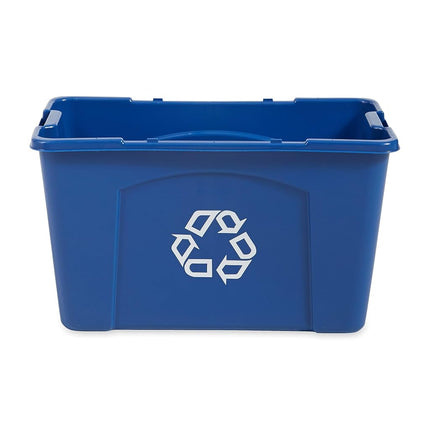 Rubbermaid Commercial Products, Contenedor/Caja de Reciclaje para Papel y Empaques, Apilable, 18 GAL, para Interiores/Exteriores/Garajes/Hogares/Instalaciones Comerciales, Azul (FG571873BLUE)
