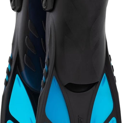 CRESSI Fins Bonete Translucent Azure S/M - Adult Short Adjustable Swim Fins with Ultra Resistant Buckles, Very Light, deal for Traveling, Translucent Azure, S/M