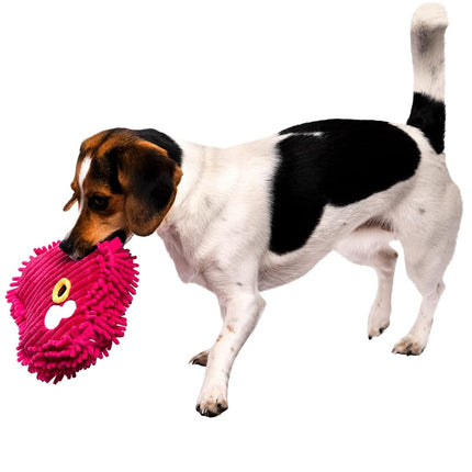 goDog PlayClean Germs Squeaky Plush Dog Toy with Odor-Eliminating Essential Oils, Chew Guard Technology - Pink, Large
