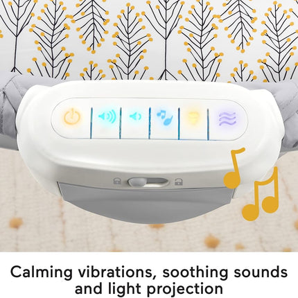 Berceau portable Fisher-Price Apaisant avec projection, lumières, musique, vibrations et pliage compact pour nouveau-nés de 0 mois et plus, Fawning Leaves