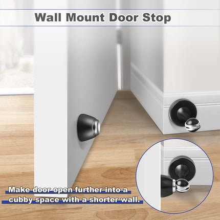KOLAKO 12 Pack Door Stopper, Magnetic Door Stops Black, Heavy Duty Magnet Doorstops Soft Catch, Magnetic Door Holder, Wall & Floor Mount, Oil Rubbed Finish