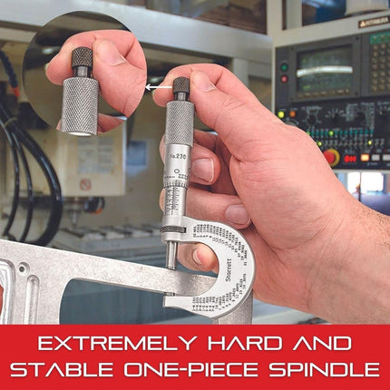 Starrett 436.1XRL-1 Outside Micrometre, Ratchet Stop, Lock Nut, Carbide Faces, 0-1" Range, 0.001" Graduation