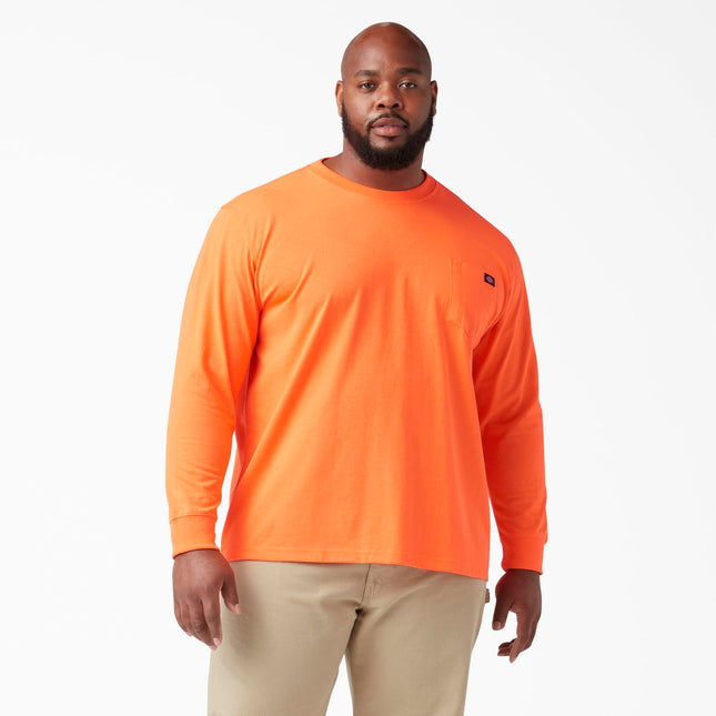 Dickies Big and Tall Men's Long Sleeve Heavyweight Crew Neck, Bright Orange, 2X Tall