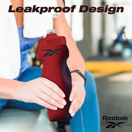 Reebok Squeeze Water Bottles With Athletic Design - Water Bottle 24 oz - Sports Water Bottle - Reusable Water Bottle For Gym, Running, Hiking etc, BPA Free (Red)