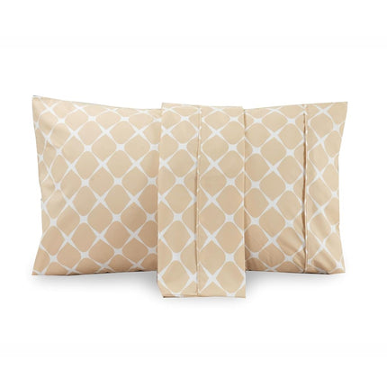 Elegant Comfort Luxury Ultra-Soft 2-Piece Pillowcase Set - 1500 Premium Hotel Quality Microfiber Double Brushed - Wrinkle Resistant, Standard/Queen, Bloomingdale Pattern Cream