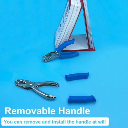 Single Hole Punch 1/4” Hole Puncher for Crafts, One Hole Paper Punch with Blue Soft Grip Handle, Small Hole Punch for Kids and Adults, Handheld Circle Punch for Paper Crafts in Home, Office, Classroom