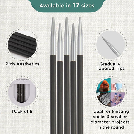 KnitPro Karbonz Double Pointed Needles 6" (15cm) | 3.00 mm