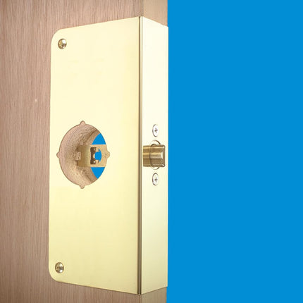 Prime-Line Products U 9548 1-3/4-Inch Thick by 2-3/8-Inch Backset 2-1/8-Inch Bore Non-Recessed Door Rein Forcer, Brass