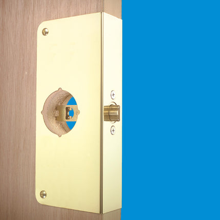 Prime-Line Products U 9548 1-3/4-Inch Thick by 2-3/8-Inch Backset 2-1/8-Inch Bore Non-Recessed Door Rein Forcer, Brass