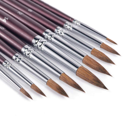 Fuumuui 9pcs Detail to Mop Kolinsky Sable Brushes 