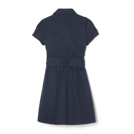 French Toast Girls' Twill Safari Shirtdress, Navy, 6 Plus