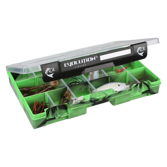 Evolution Outdoor 3600 Drift Series QuikLatch Fishing Tackle Tray Multi Color 4 Pack – Green, Blue, Red, Seafoam Colored Tackle Box Organizer with Removable Compartments, Utility Box Storage, 36902-EV