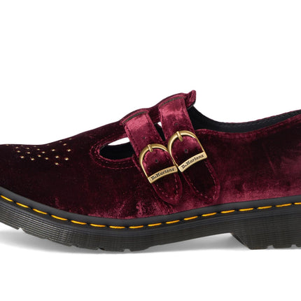 Dr. Martens Women's Vegan 8065 Mary Jane Flat, Cherry Red Velvet, 5