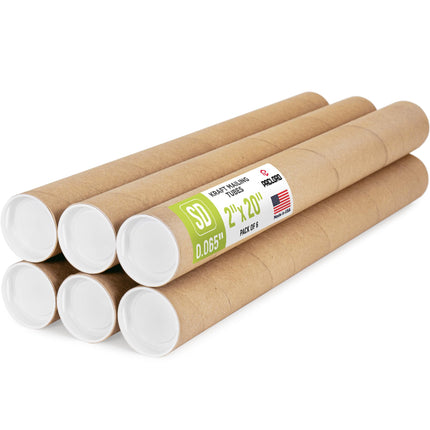 2" x 20" Reinforced Kraft Paper Mailing Tubes, Pac