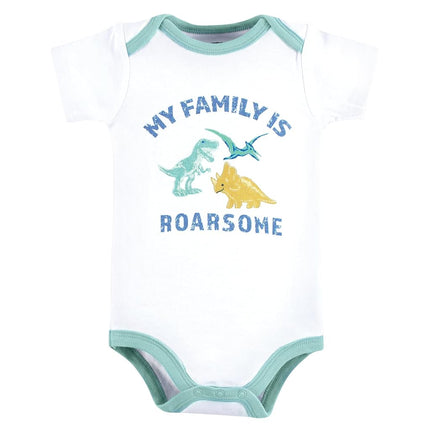 Hudson Baby Unisex Baby Cotton Bodysuits, Family Dino, 0-3 Months