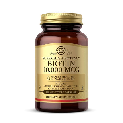 Solgar – Biotine 10 000 µg, 120 Gélules Végétales – Soutient la Santé de la Peau, des Ongles et des Cheveux