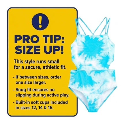 Kanu Surf Girls Sport Cut-Out 1-Piece Swimsuit One, Beach Blue, 16