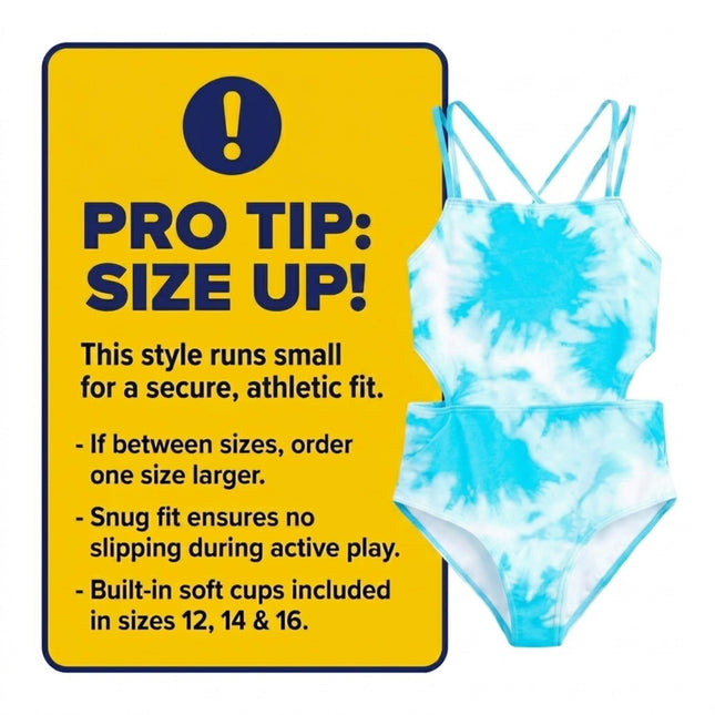 Kanu Surf Girls' Beach Sport Cut-Out One Piece Swimsuit, Beach Girl Blue, 10