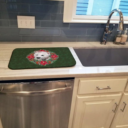 Caroline's Treasures CK1567DDM Westie Poinsetta Wreath Dish Drying Mat, 14 x 21", multicolor