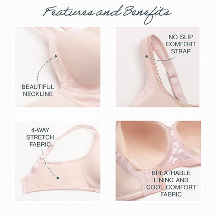 Playtex Women's Wireless Bra, 18 Hour T-Shirt Bras Available, Moisture-Wicking, Full Coverage, Smoothing, Sandshell, 38C