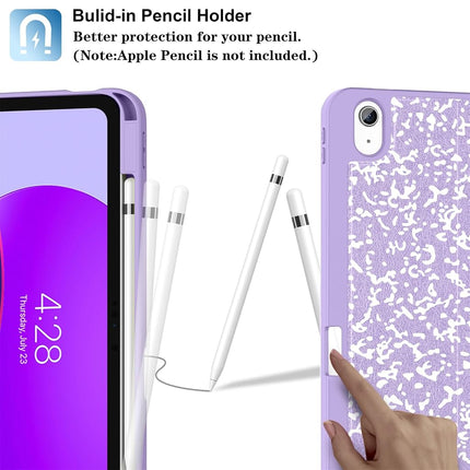 Supveco Case for ipad 10th Generation 10.9 Inch 2022 with Pencil Holder-[Support Apple Pencil 1st Gen+Auto Wake/Sleep],Premium Folio Stand Case with Soft TPU Back Cover for iPad 10th Gen-Lilac Book