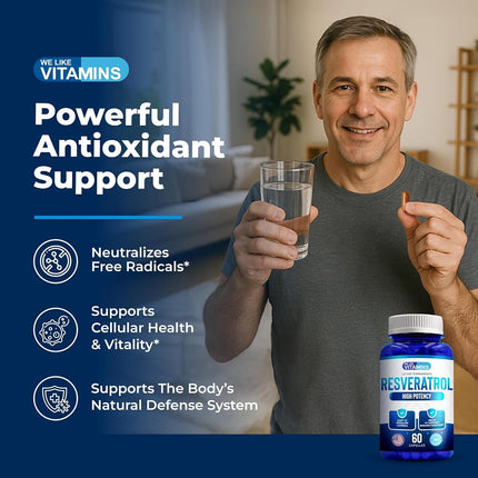 Resveratrol Capsules 1000mg Serving - 180 Capsules - Full 3 Month Supply - Antioxidant Trans Resveratrol Supplement Helps Support Anit-Aging and Cardiovascular System