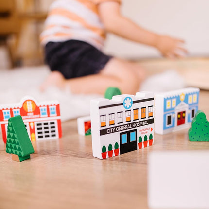 Melissa & Doug Wooden Town Play Set (Frustration-Free Packaging)