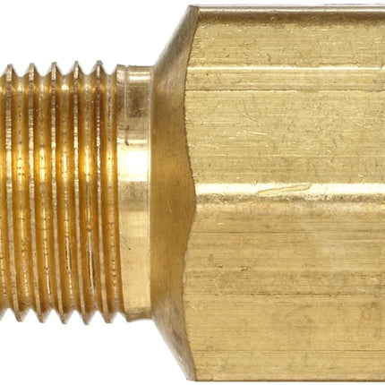Anderson Metals Brass Pipe Fitting, Adapter, 1/8" Male Pipe x 1/8" Female Pipe