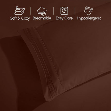 Elegant Comfort 4-Piece Bed Sheet Set - Luxury Bedding 1500 Premium Hotel Quality Microfiber, All Around Elastic 18-24 Inches Deep Fitted Sheet- Extra Deep Pocket Sheets, King, Brown