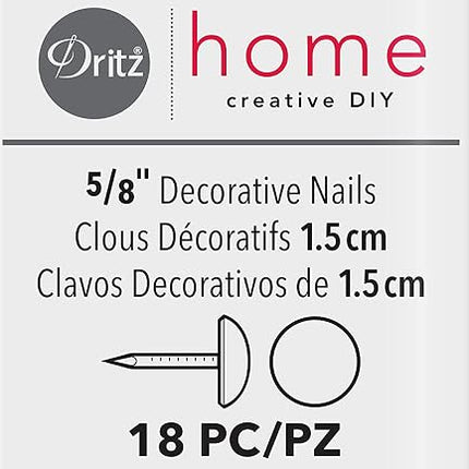 Dritz Home 44280 Smooth Decorative Nails, 5/8-Inch, Brushed Nickel (18-Piece)