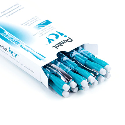 Crayon porte-mine Pentel Icy, 0,7 mm, corps bleu sarcelle teinté, boîte de 12 (AL27TS)