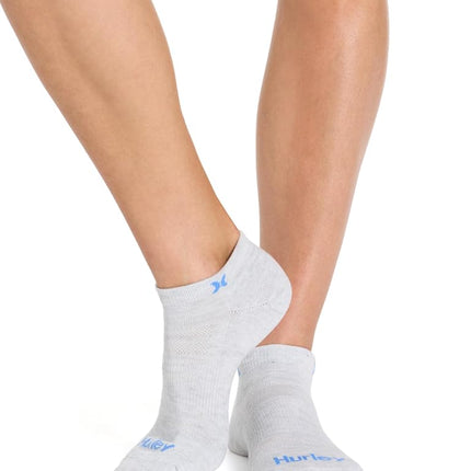 Hurley Women's 8 Pack Sport Ultra Soft Low Cut Socks, Cool Heather Grey/Rose/Seaside, 8-10 UK