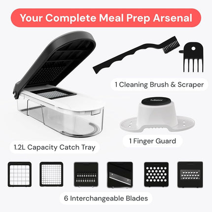 fullstar Vegetable Chopper - Cutter, Food Chopper, Veggie Onion with Container, Slicer, Mandoline Slicer 6 Inserts, Gray (FSCH0051)