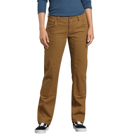 Dickies Pantalón de carpintero elástico de doble capa para mujer, Pato marrón enjuagado, 12