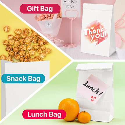 Perfect Stix 6lb White Paper Bags-Lunch Bags, Craft Bags, Grocery Bags- Pack of 500ct