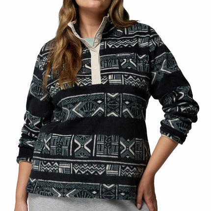 Columbia Women's Benton Springs Printed 1/2 Snap, Fleece Pull Over, Black Deschutes Days, X-Large