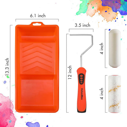 Valuemax Paint Rollers 4 Inch Paint Rollers for Decorating Cabinets, Doors, Crafts, Pack of 14, Orange and White