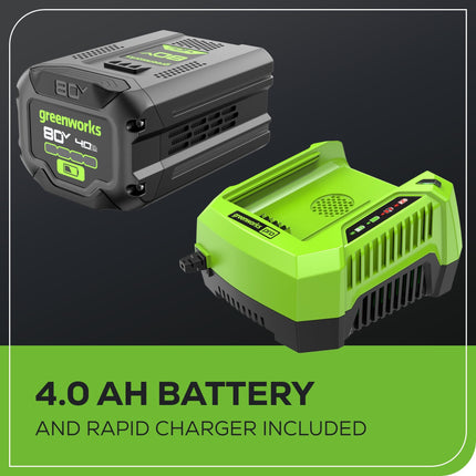 Greenworks 80V (750 CFM) Backpack Blower, 4.0Ah Battery and 4A Charger