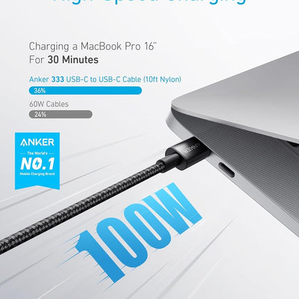 Anker 100W USB C to USB C Cable,Fast Charging Cable (1Pack,3m,Black)