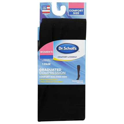 Dr. Scholl's Women Graduated Compression Knee High Socks-Comfort and Fatigue Relief-Mild 8-15 mmHg, Black (1 Pair), 8-12