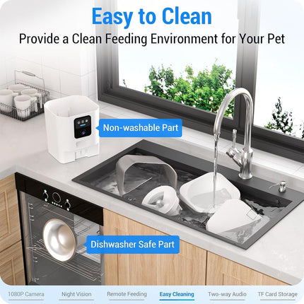 Frienhund Automatic Cat Feeder with 2K HD Camera: 5G WiFi Automatic Dog Feeder with Sealed Outlet