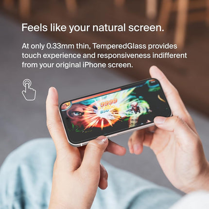 Belkin ScreenForce TemperedGlass Treated Privacy Screen Protector for iPhone 15 & iPhone 14 Pro - Slim & Scratch-Resistant - Includes Easy Align Tray for Bubble Free Application