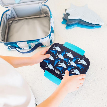 Wildkin Reusable Food Container for Boys and Girls- BPA-Free, Leak Resistant, Kid-Friendly with Removable Insert and Easy Open/Close Clasps, Airtight and Dishwasher Safe (Sharks)
