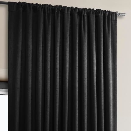 HPD Half Price Drapes Extra Wide Linen Room Darkening Curtain (1 Panel) 100 X 96, BOCH-LN21333-96-DW, Essential Black