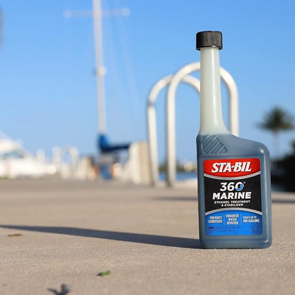 STA-BIL 360 Marine Ethanol Treatment & Fuel Stabilizer - Full Fuel System Cleaner - Fuel Injector Cleaner - Removes Water- Protects Fuel System - Treats 100 Gallons - 10 Fl. Oz. (22241)