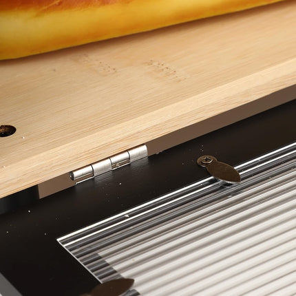 Panera Takywep de doble capa grande para encimera de cocina, caja de almacenamiento de pan de bambú de gran capacidad con ventana, negra