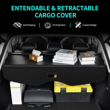 Cubierta de carga Tecoom para accesorios de Blazer 2019-2024, cubierta trasera interior de maletero, organizador de equipaje, escudo de seguridad compatible con Chevy Blazer 2024 2023 2022 2021 2020 2019, pantalla de privacidad retráctil