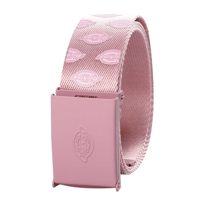 Cinturón de tela con hebilla de placa tonal Dickies para mujer, logotipo rosa, grande