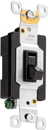 GE Grounding Toggle Switch, Single Pole, Heavy Duty, Black