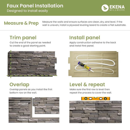 EverStone Cascade Faux Stone Panel, 48 5/8"W x 24 3/4"H x 1 1/4"D, Adobe Color